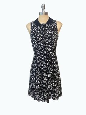 Kate Spade Black White  Bow Print Mackenna Fit Flare Dress 2